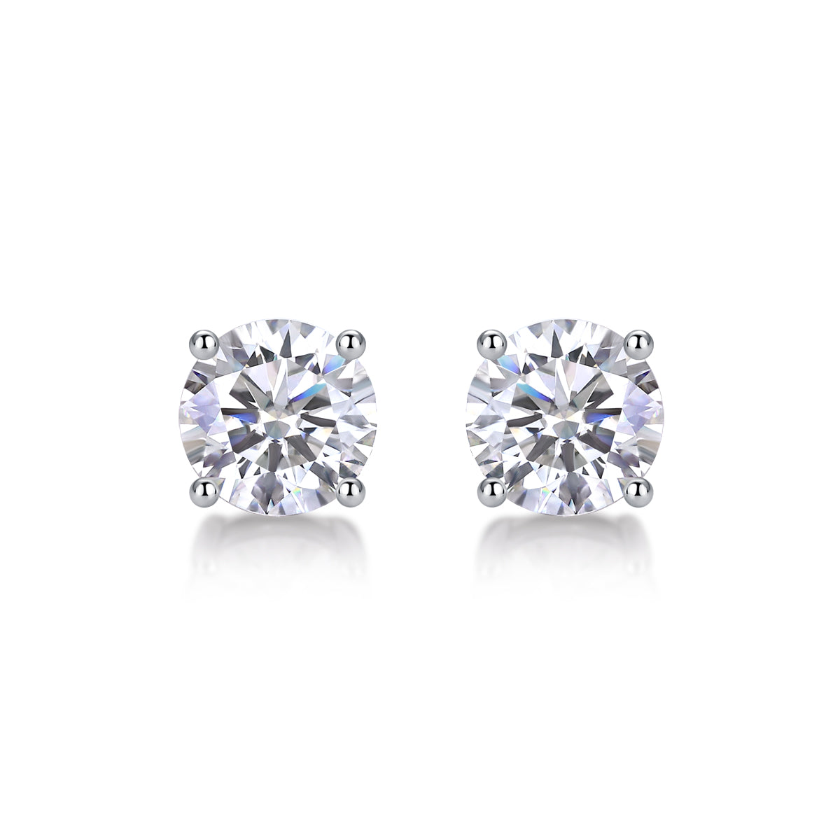 Classic Silver Moissanite Diamond Stud Earrings