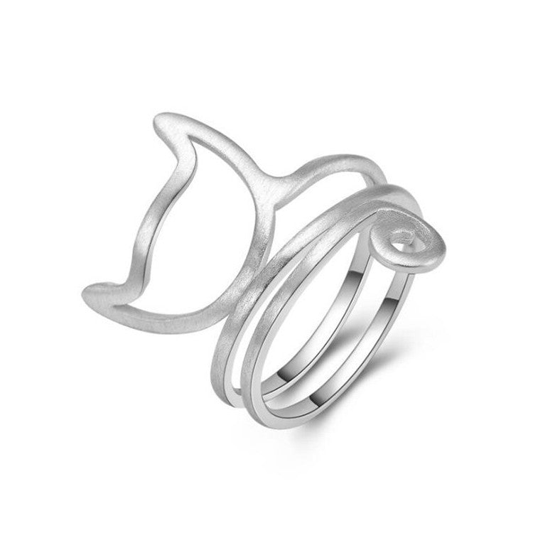 Cute Winding Brushed Cat Ring