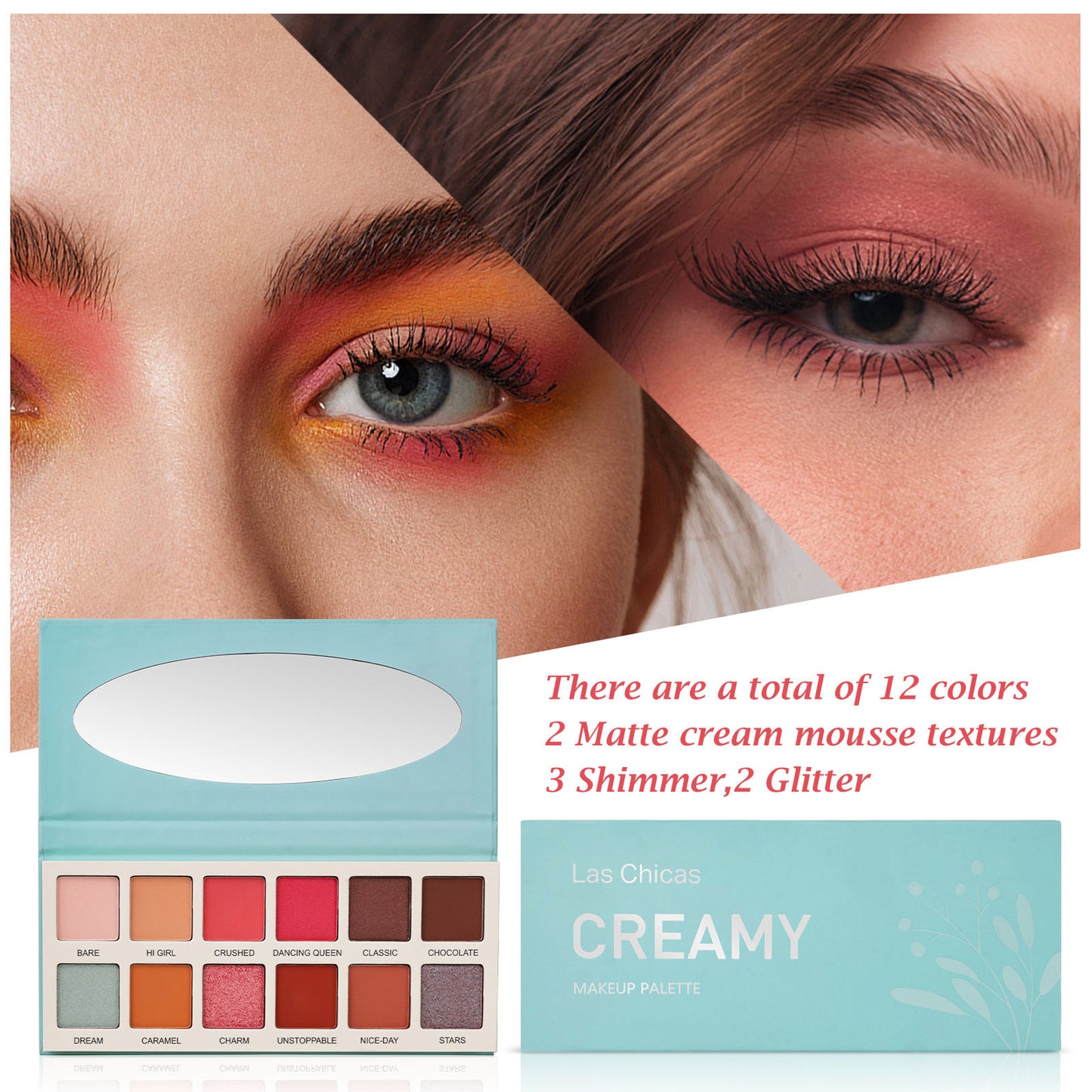 High Pigment Silky Cruelty-Free Cream 12-Color Eyeshadow Palette Makeup Palette