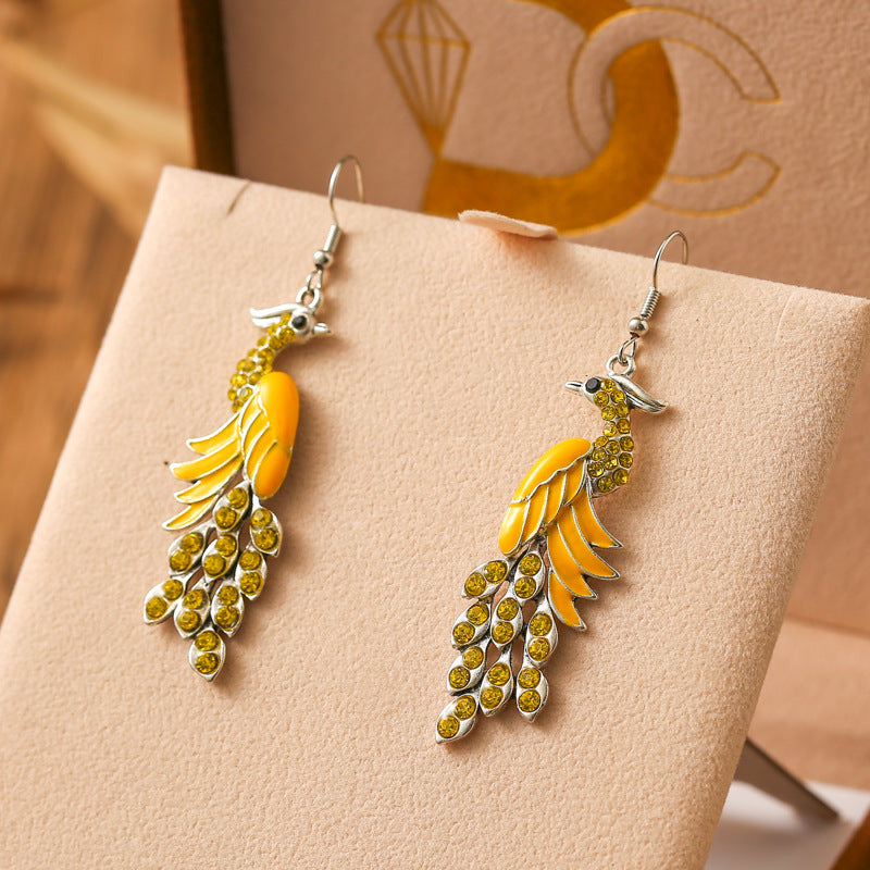 Retro Texture Peacock Earrings