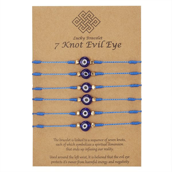 7-knot Evil Eye, Red String Of Fate Bracelets Paper Card Bracelet Braided Adjustable Bracelet Set