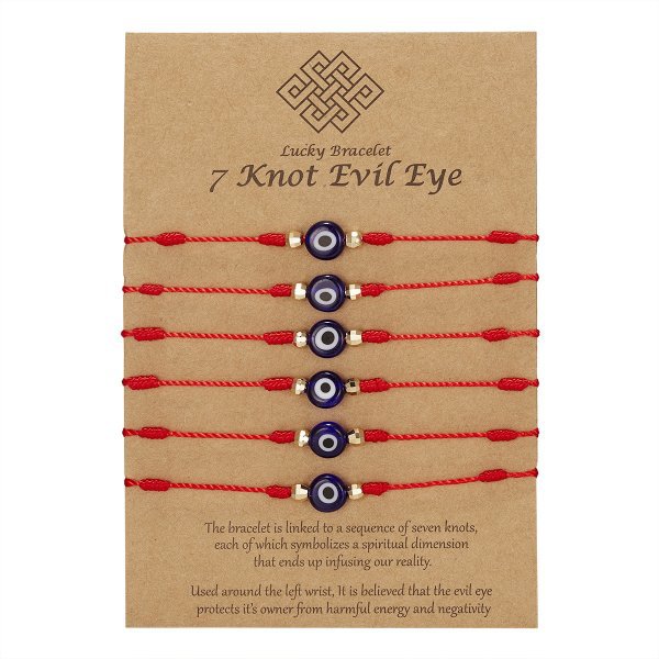 7-knot Evil Eye, Red String Of Fate Bracelets Paper Card Bracelet Braided Adjustable Bracelet Set