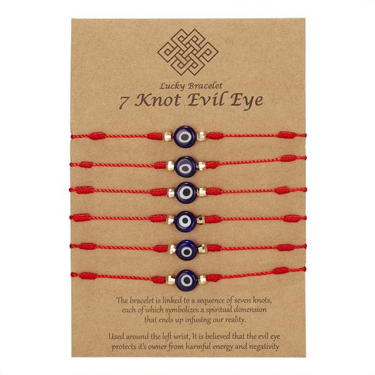 7-knot Evil Eye, Red String Of Fate Bracelets Paper Card Bracelet Braided Adjustable Bracelet Set