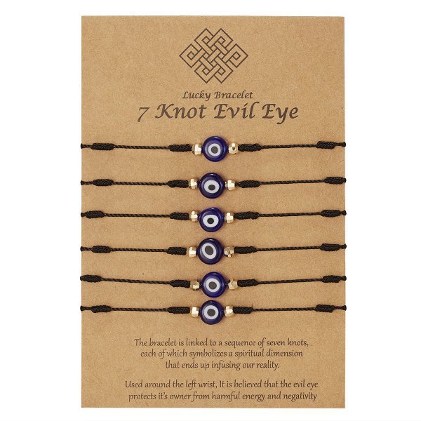 7-knot Evil Eye, Red String Of Fate Bracelets Paper Card Bracelet Braided Adjustable Bracelet Set