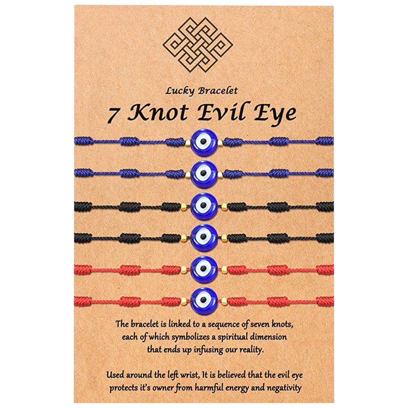 7-knot Evil Eye, Red String Of Fate Bracelets Paper Card Bracelet Braided Adjustable Bracelet Set