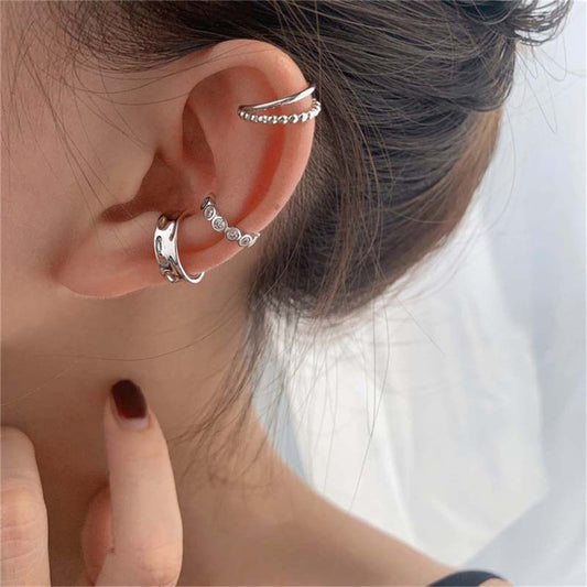 Explosion Style Tassel C-shaped Copper Ear Cuff Clip 3 Pcs