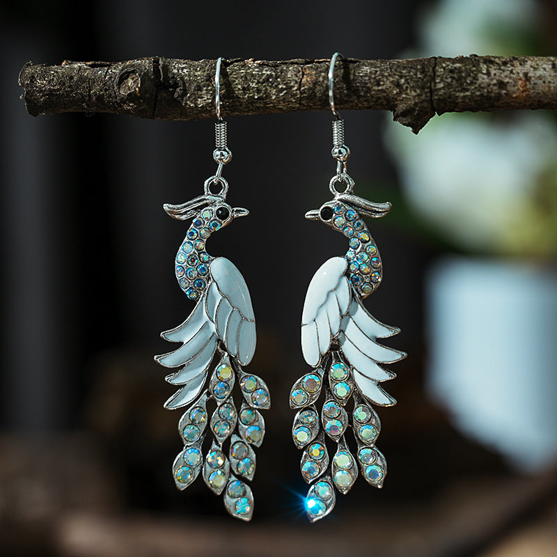 Retro Texture Peacock Earrings