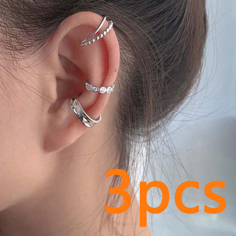 Explosion Style Tassel C-shaped Copper Ear Cuff Clip 3 Pcs