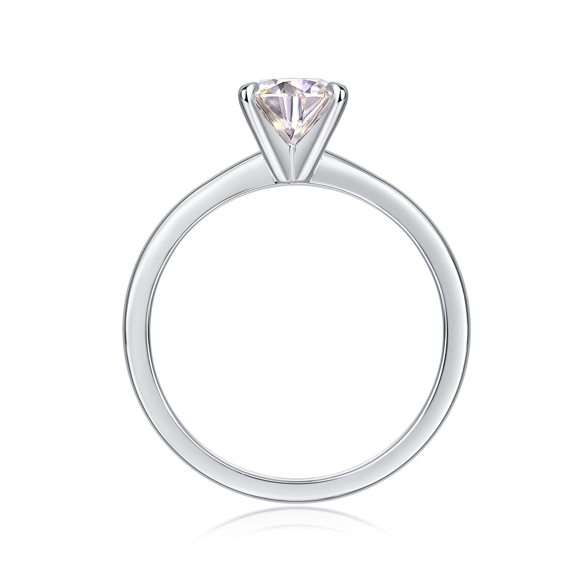 Classic 4 Prong Luxury Fashion Silver Ring Set With Moissanite Diamond