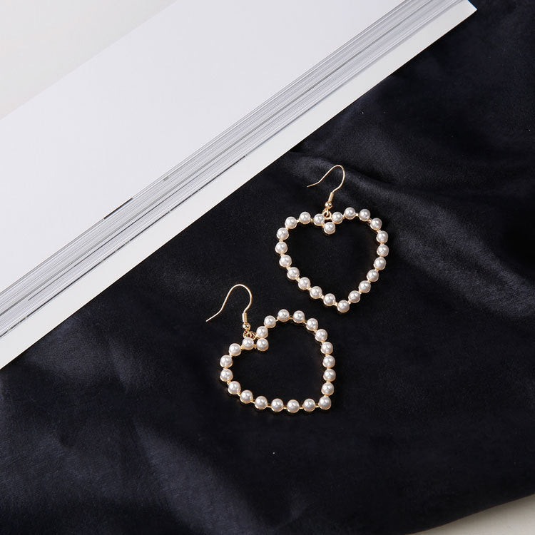 Cute Heart Shaped Pearl Earrings