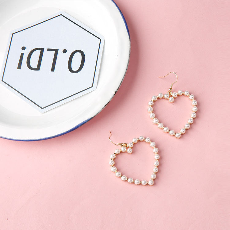 Cute Heart Shaped Pearl Earrings