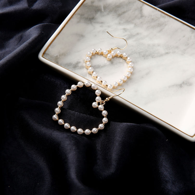 Cute Heart Shaped Pearl Earrings