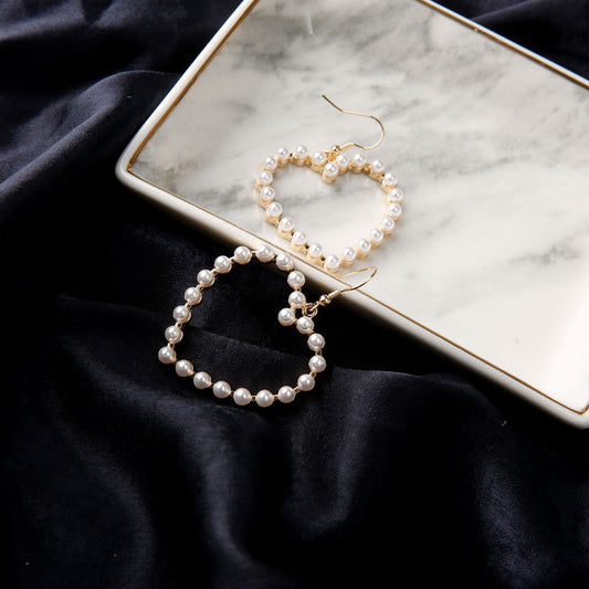 Cute Heart Shaped Pearl Earrings