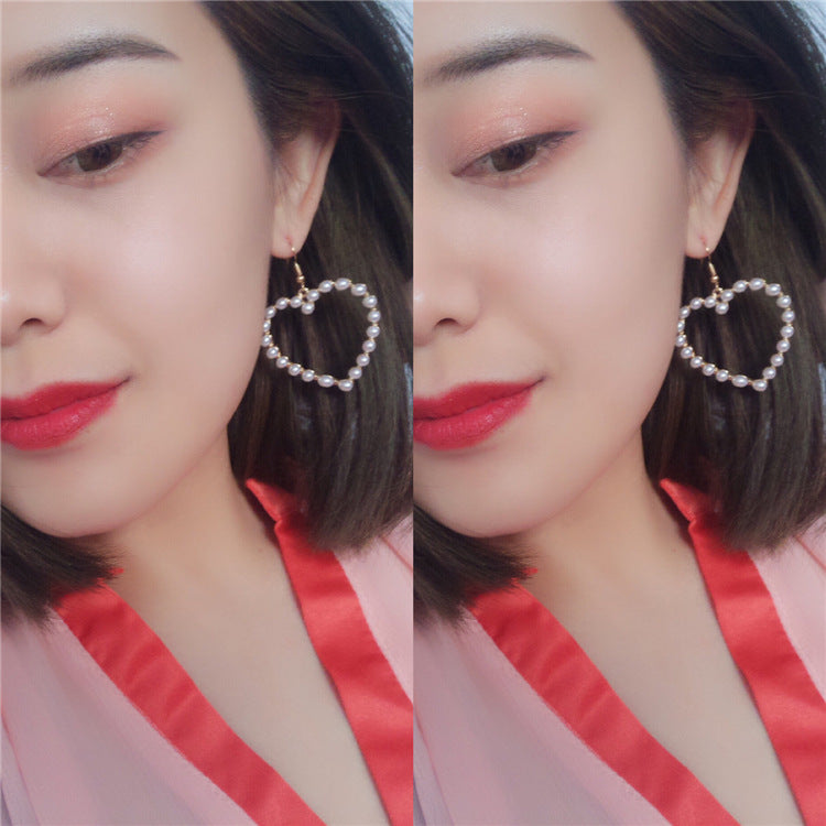 Cute Heart Shaped Pearl Earrings