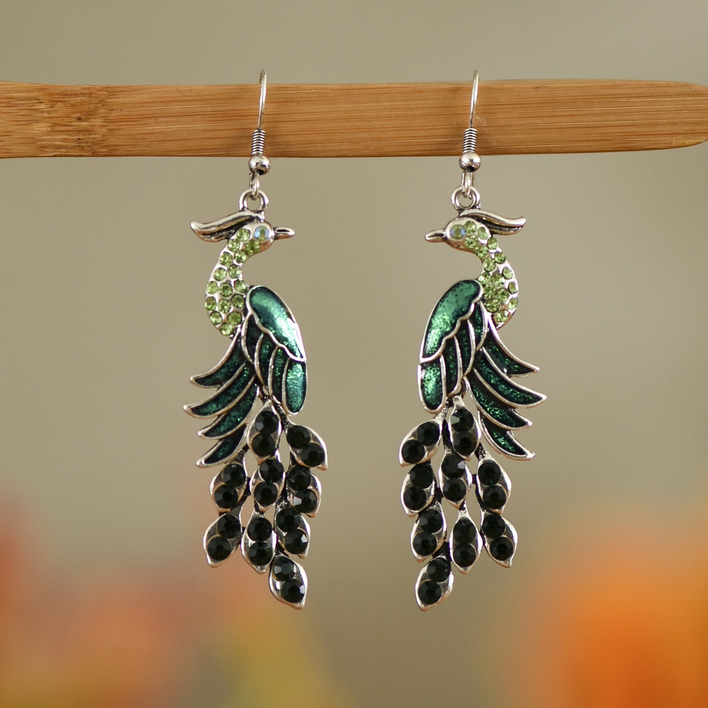 Retro Texture Peacock Earrings
