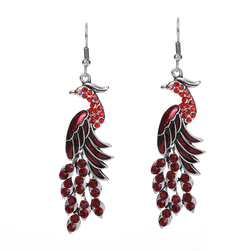Retro Texture Peacock Earrings