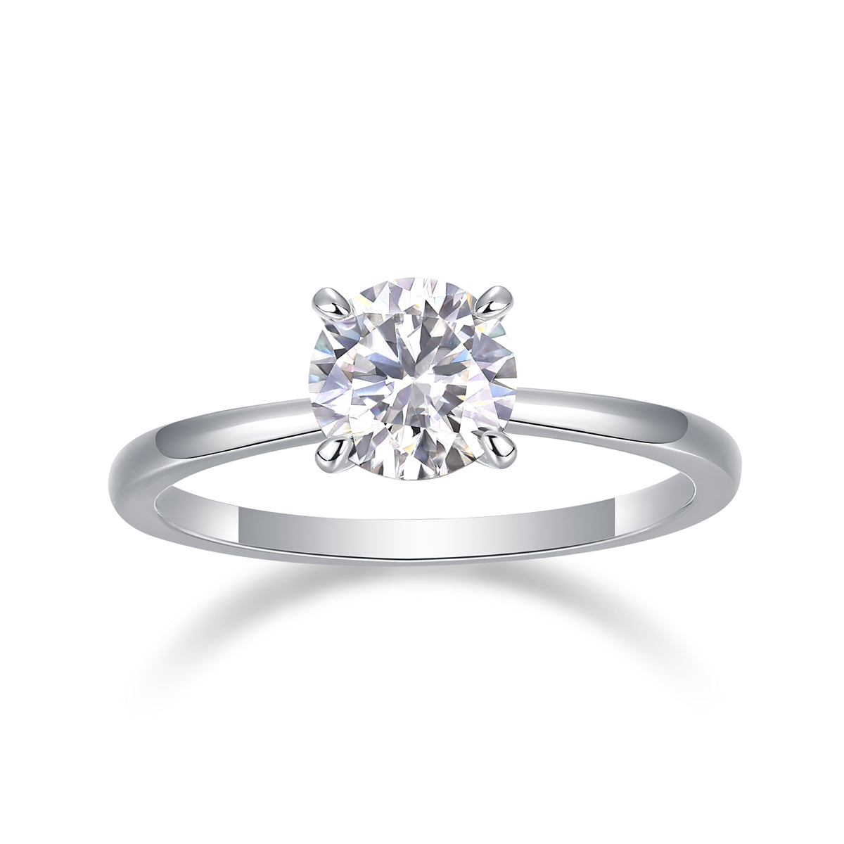 Classic 4 Prong Luxury Fashion Silver Ring Set With Moissanite Diamond