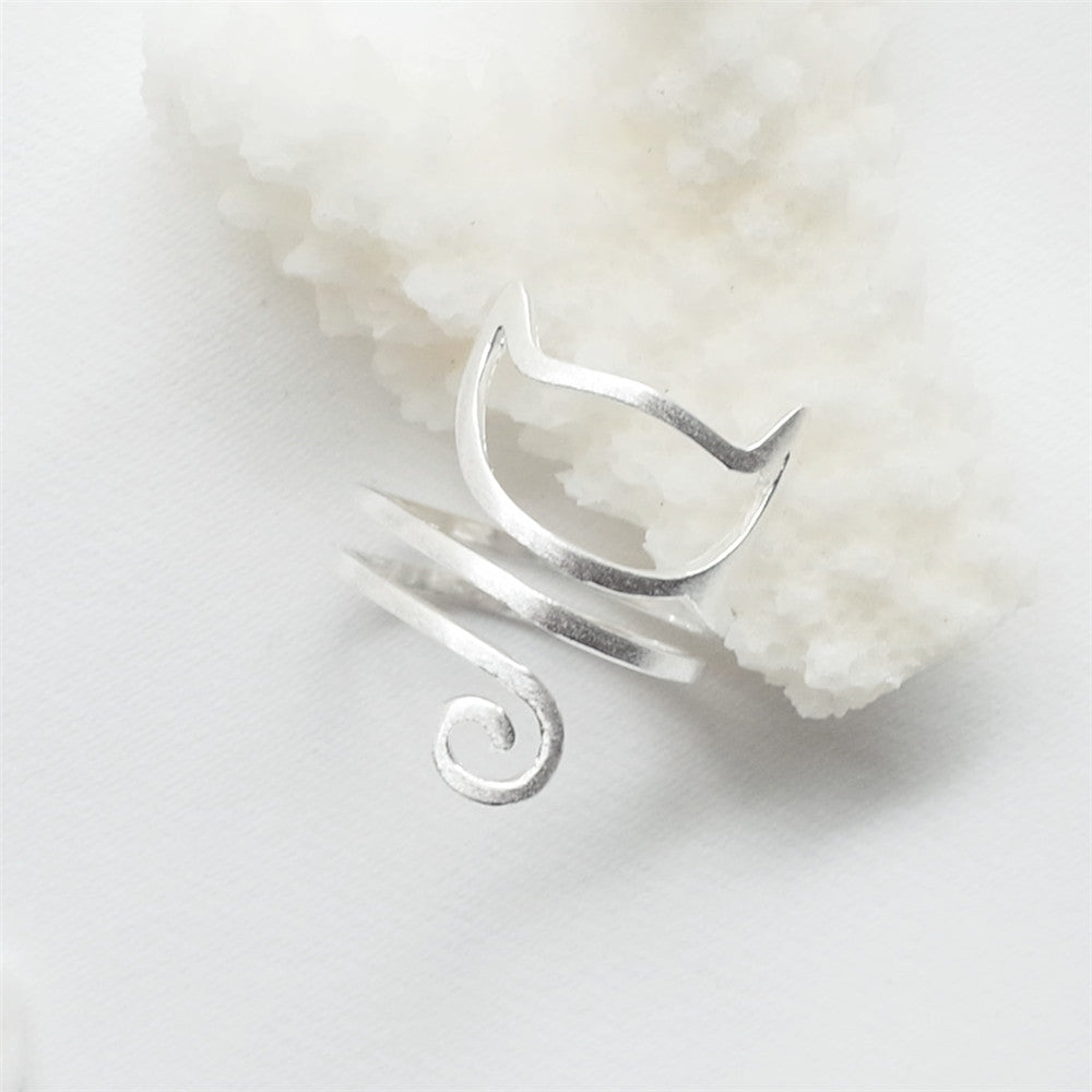 Cute Winding Brushed Cat Ring