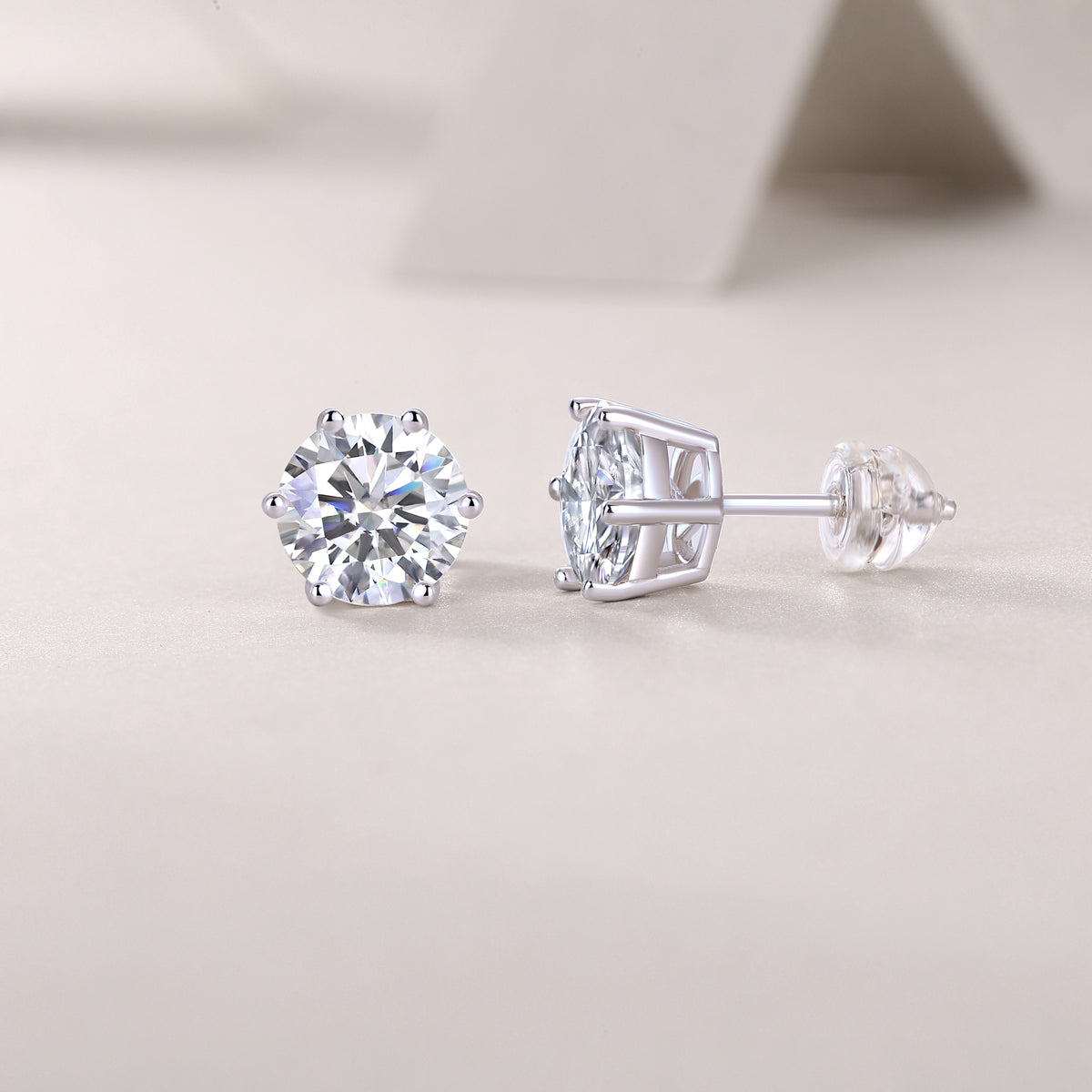 Luxury Fashion Sterling Sliver Moissanite Diamond Stud Earrings