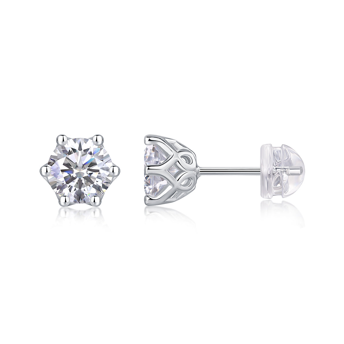 Flower Luxury Fashion Sterling Silver Stud Earrings Inlaid With Moissan Diamonds
