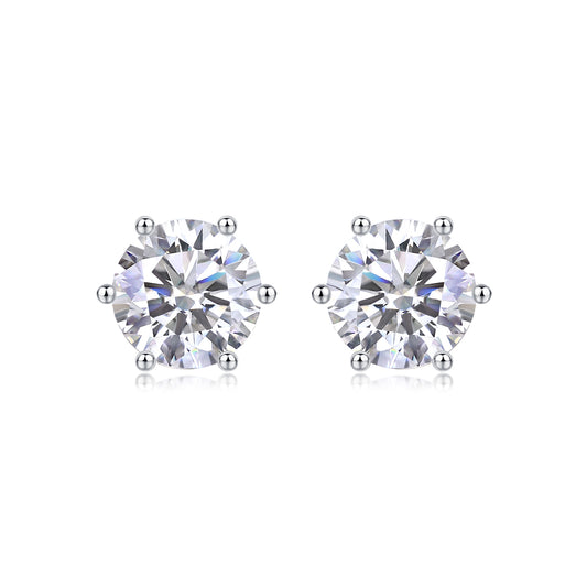 Luxury Fashion Sterling Sliver Moissanite Diamond Stud Earrings