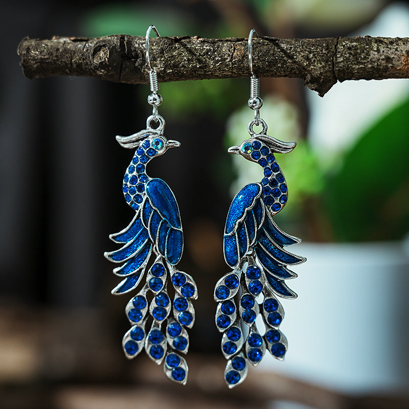 Retro Texture Peacock Earrings