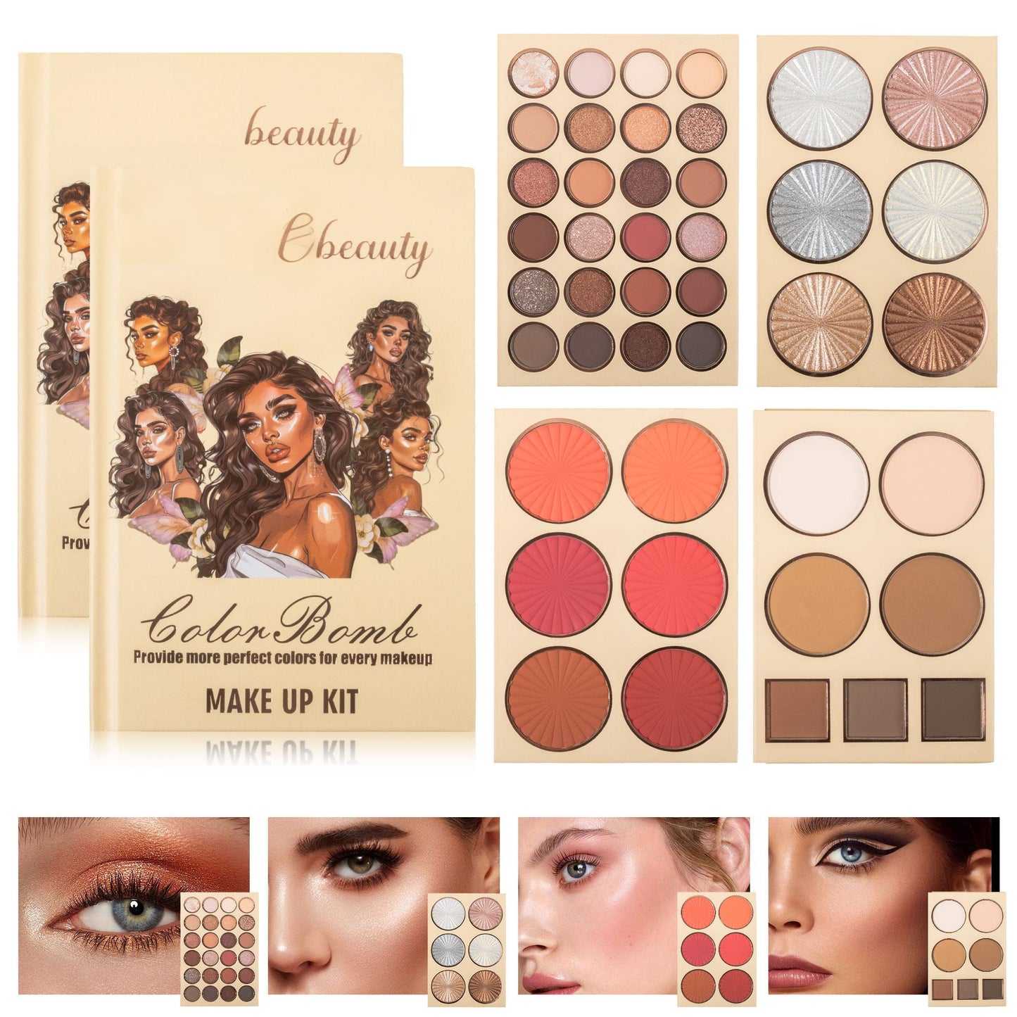 UDAER Beauty Color Bomb 63-Color Makeup Kit - Multi-Function Eyeshadow, Blush, Highlighter & Contour Palette