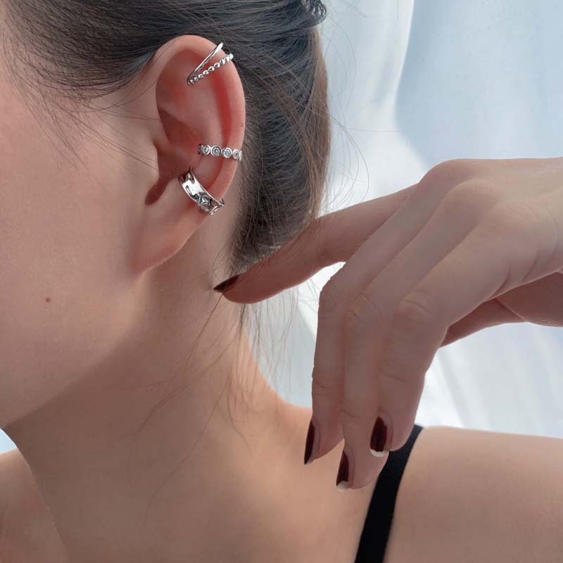 Explosion Style Tassel C-shaped Copper Ear Cuff Clip 3 Pcs