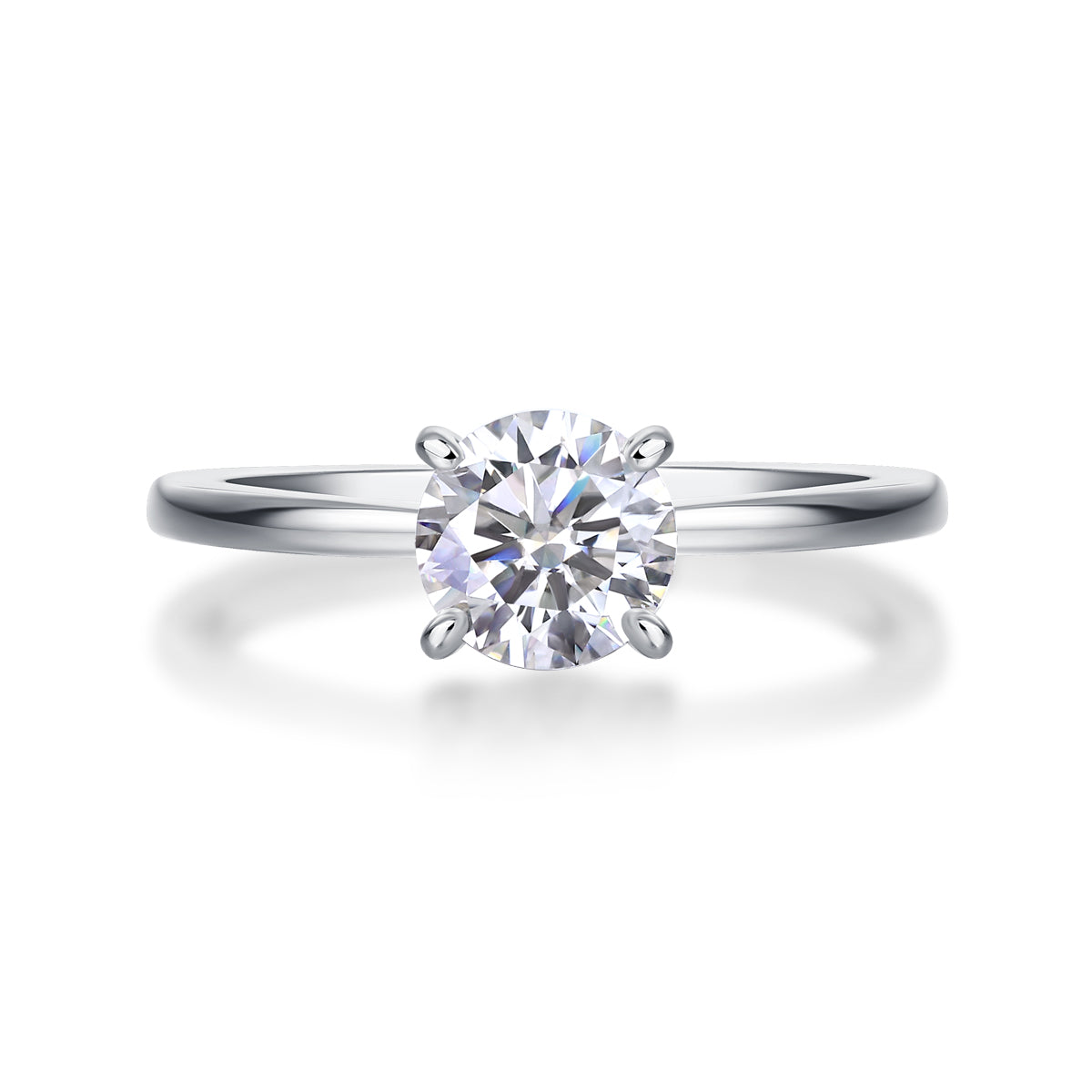 Classic 4 Prong Luxury Fashion Silver Ring Set With Moissanite Diamond
