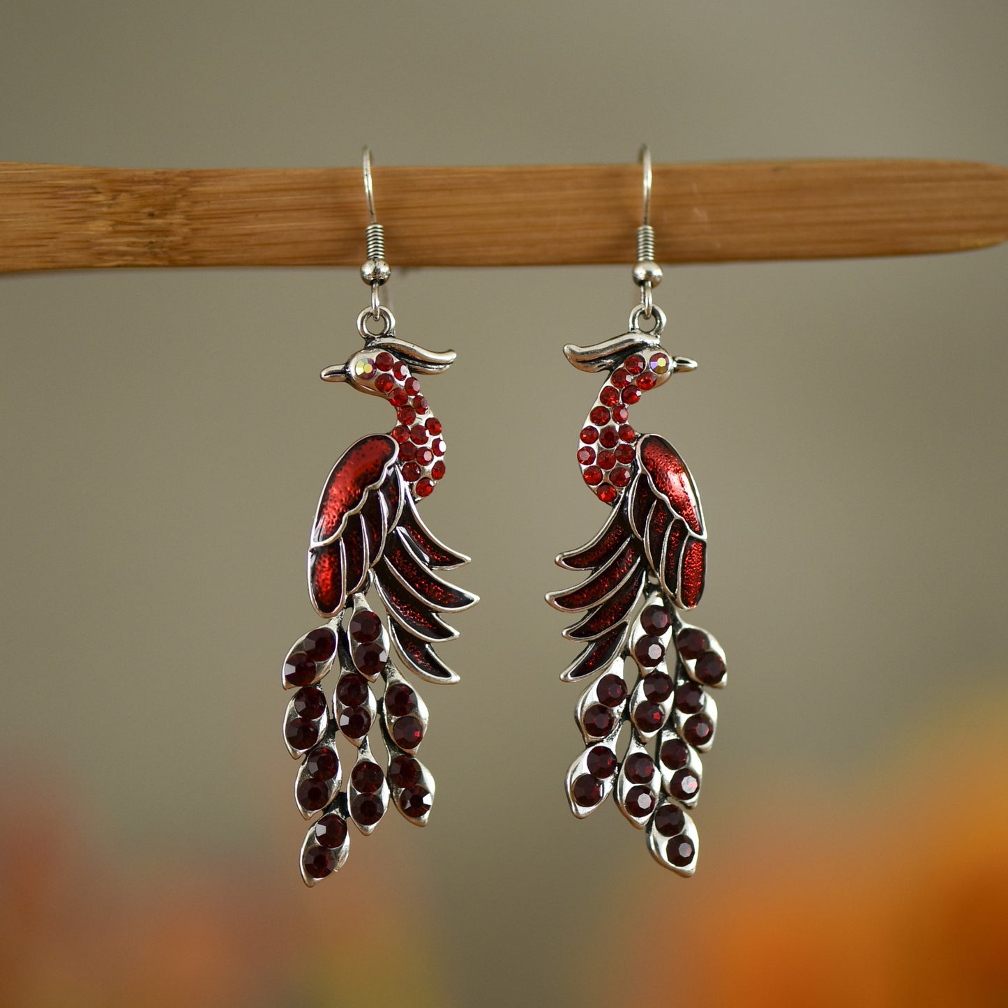 Retro Texture Peacock Earrings