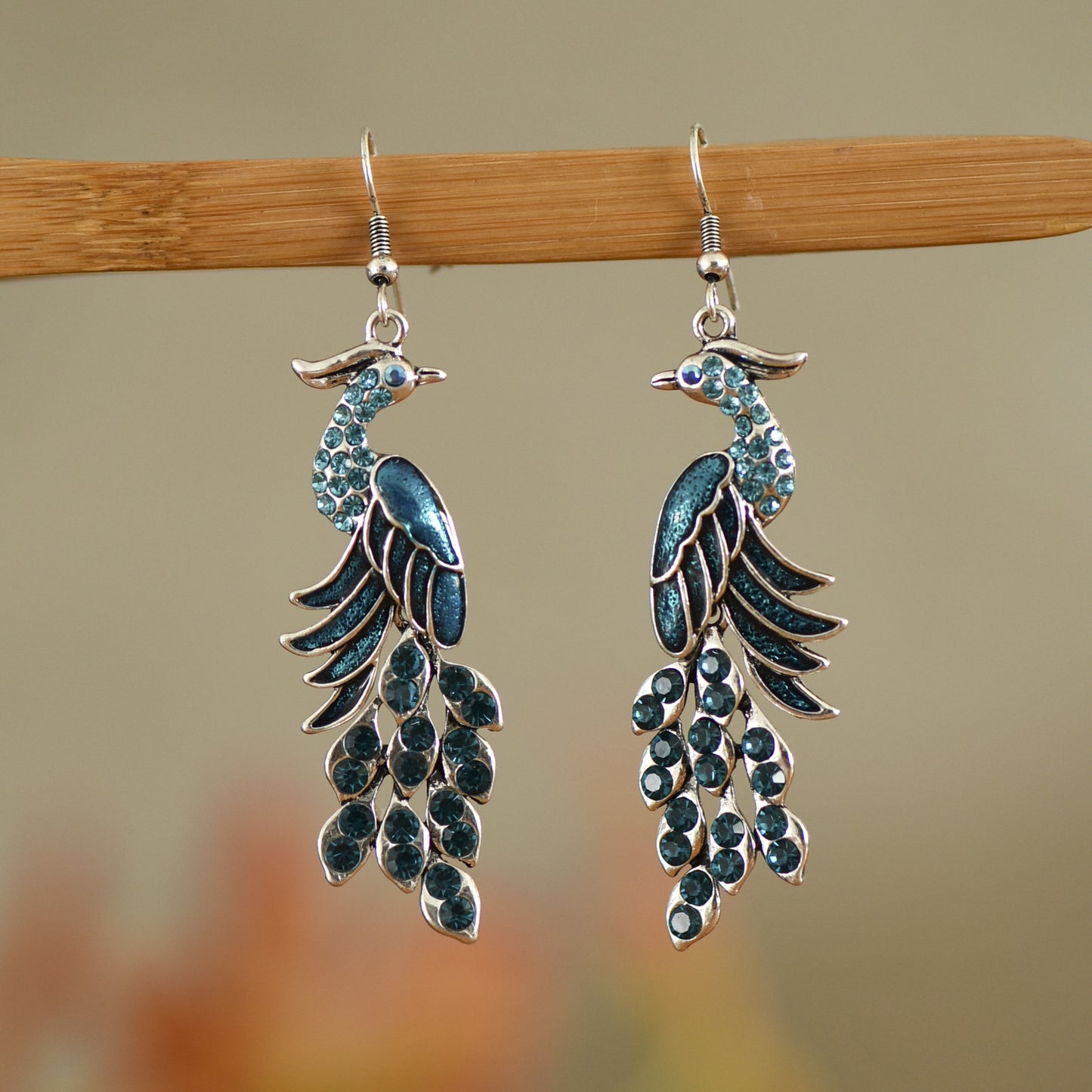Retro Texture Peacock Earrings