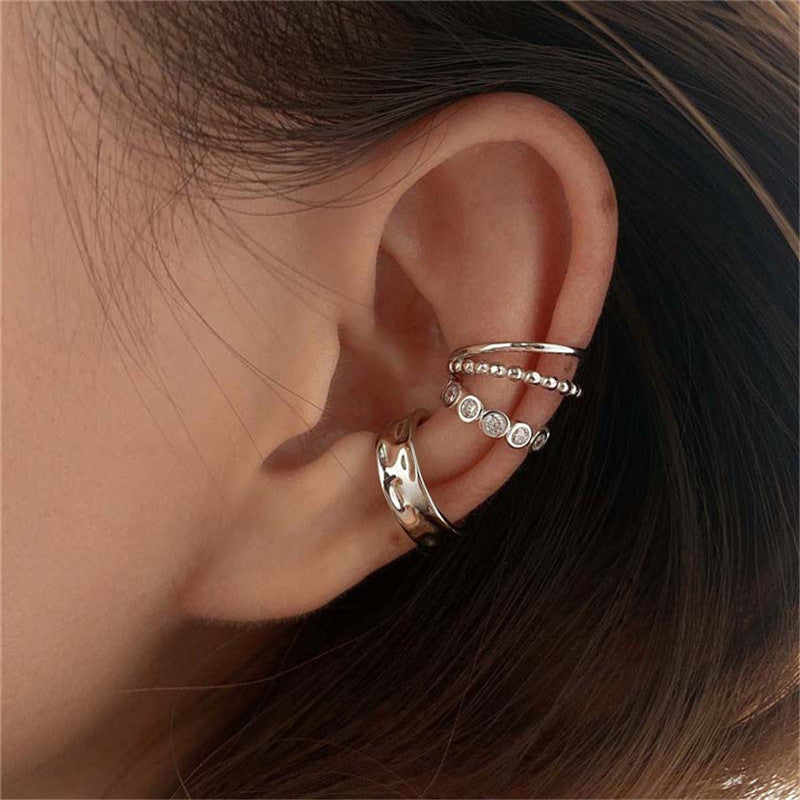 Explosion Style Tassel C-shaped Copper Ear Cuff Clip 3 Pcs