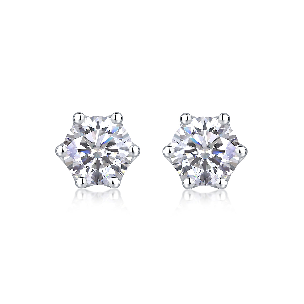 Flower Luxury Fashion Sterling Silver Stud Earrings Inlaid With Moissan Diamonds