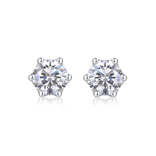 Flower Luxury Fashion Sterling Silver Stud Earrings Inlaid With Moissan Diamonds