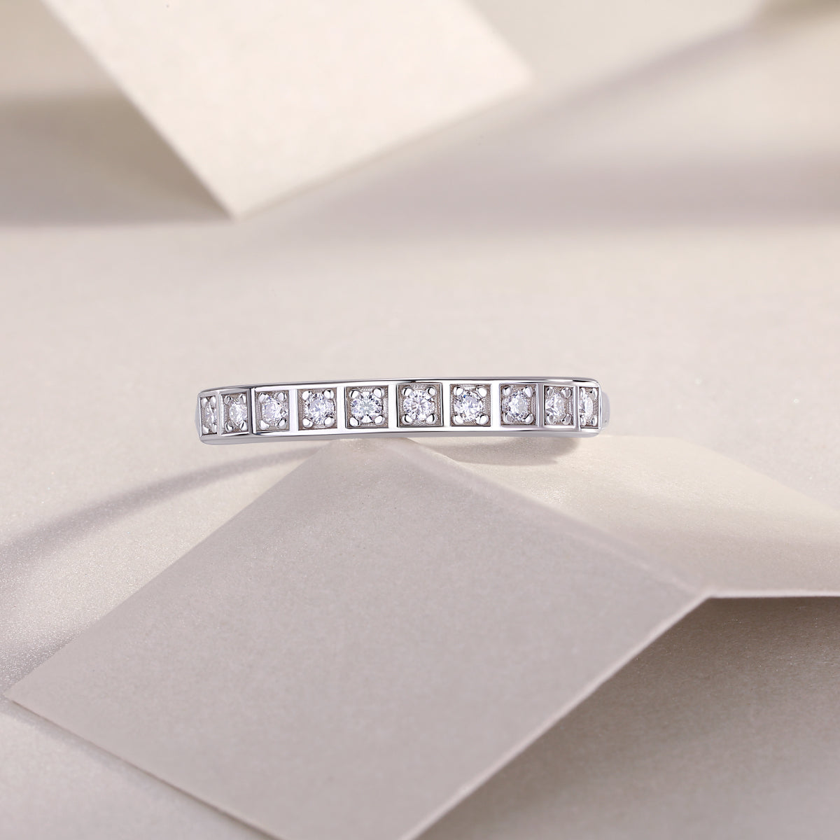 Moissanite Diamond Sterling Silver Ring