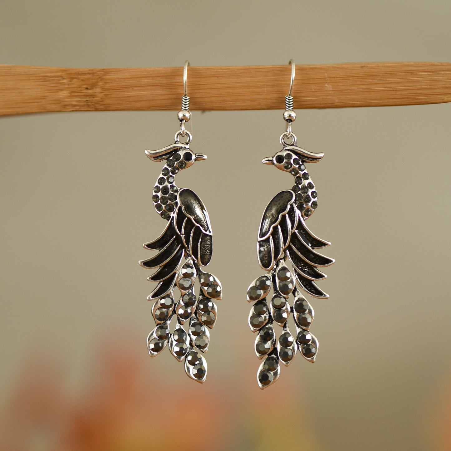Retro Texture Peacock Earrings