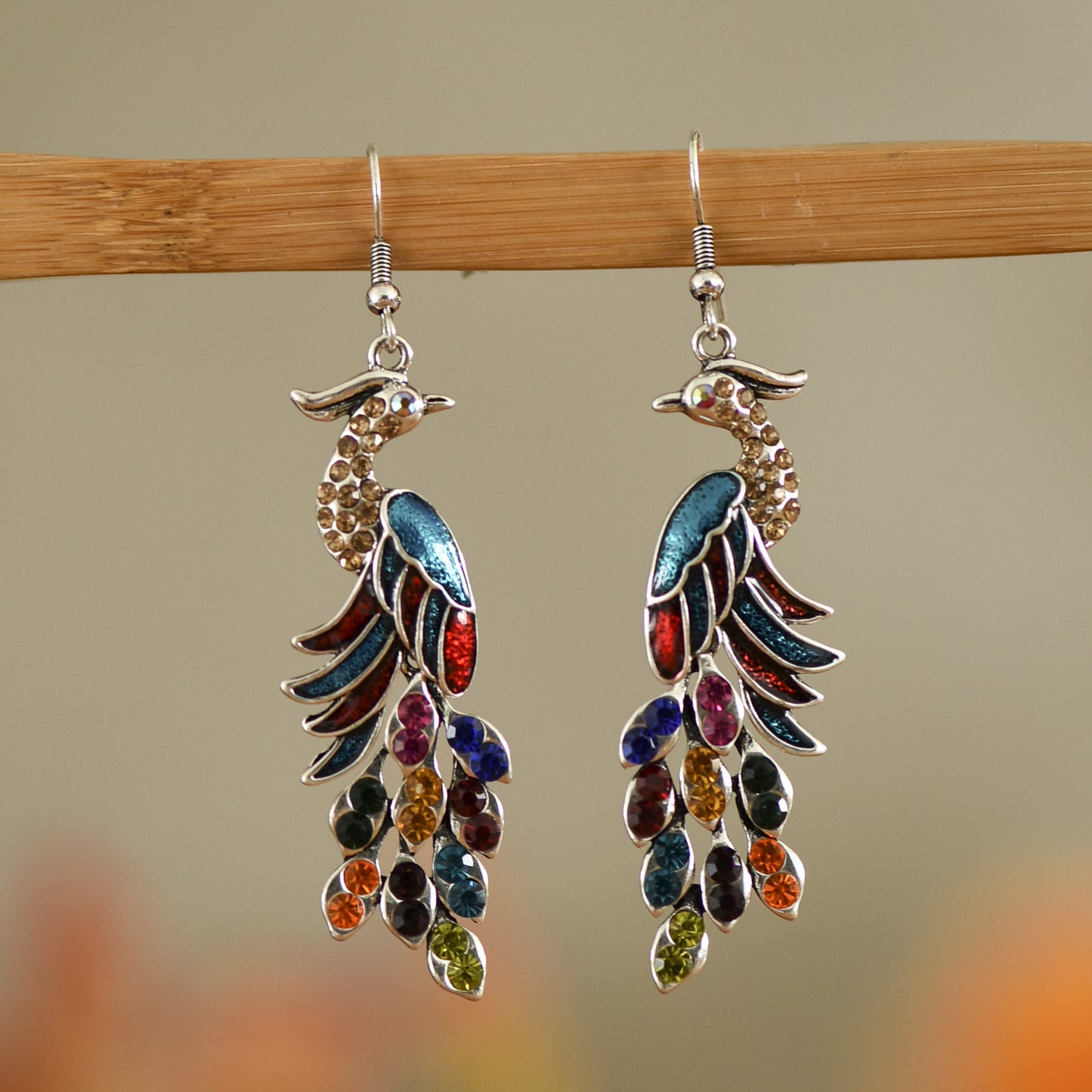 Retro Texture Peacock Earrings
