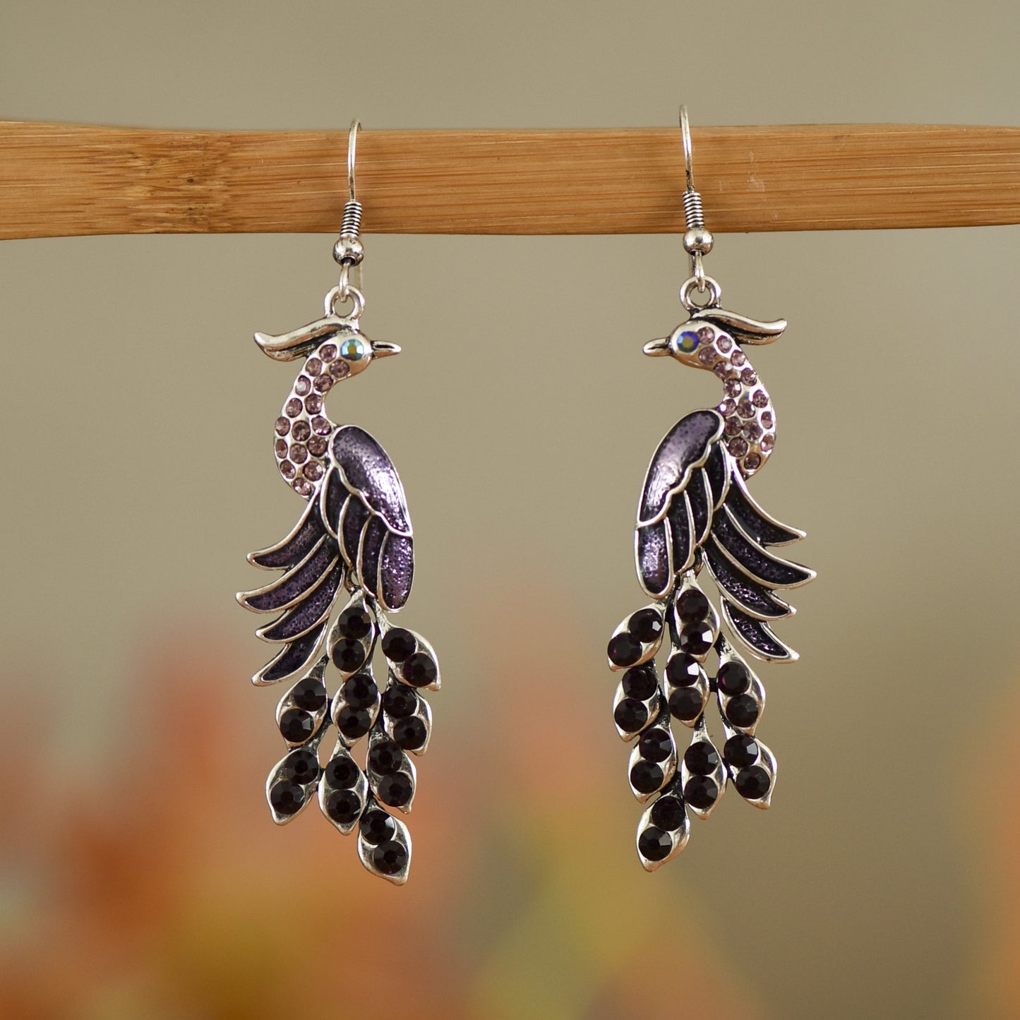 Retro Texture Peacock Earrings